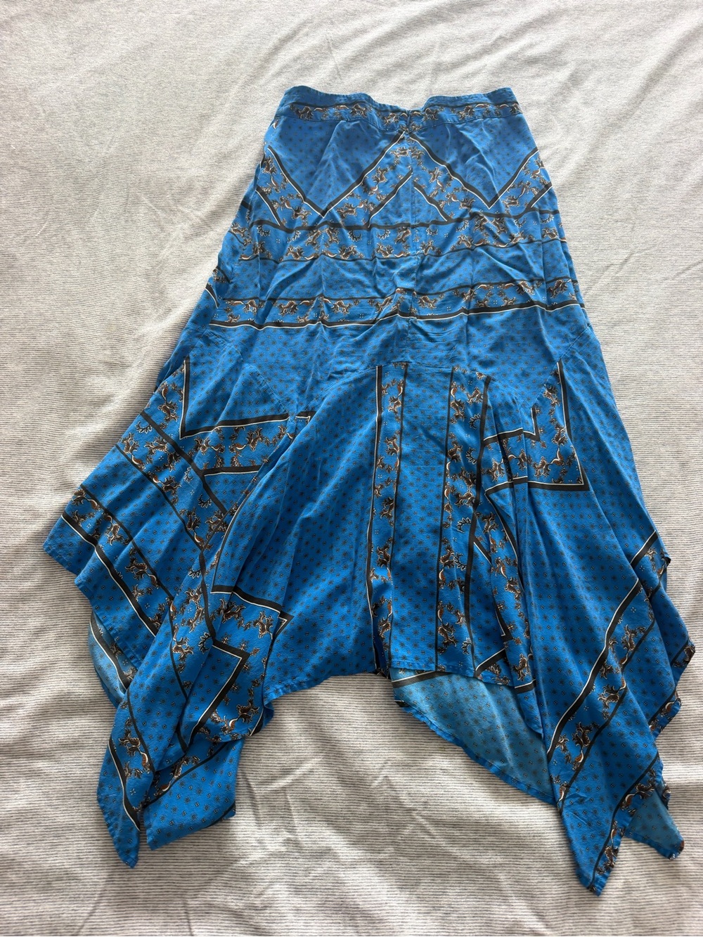 Ganni Blue Asymmetrical Handkerchief-Hem Skirt